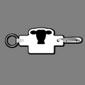 Key Clip W/ Key Ring & Cow's Head (Silhouette) Key Tag
